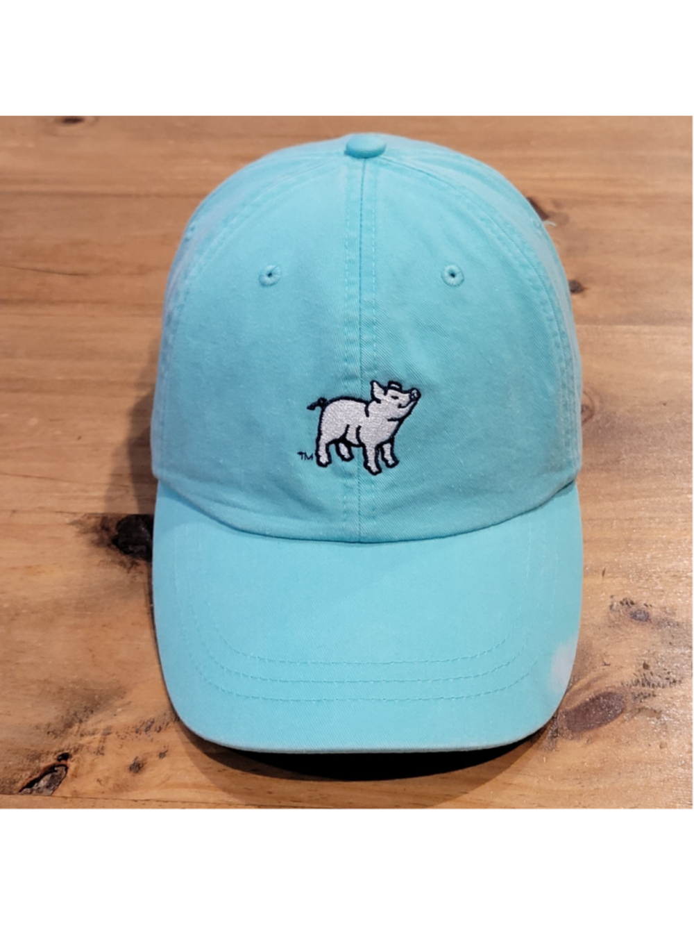 Pig Hat Cap Leather Strap Back Embroidered Logo Green Blue Southern Trend